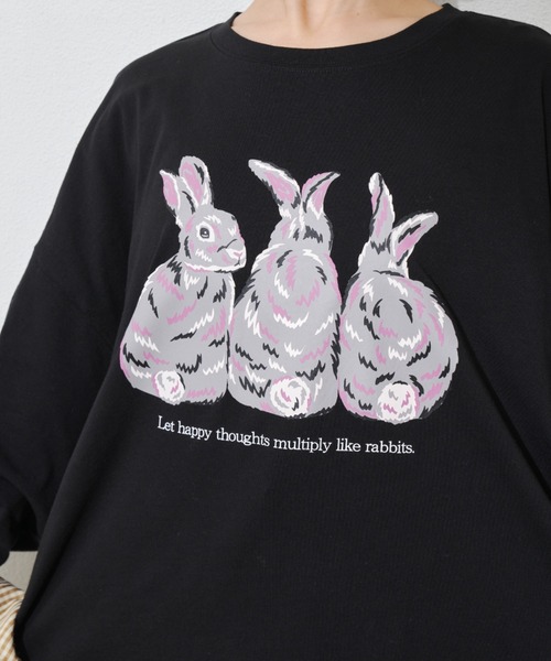 MERLOT（メルロー）の「うさぎプリントロンT（Tシャツ/カットソー