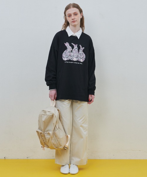 MERLOT（メルロー）の「うさぎプリントロンT（Tシャツ/カットソー・レディース・ホワイト/ブラック・FREE）」の18枚目の写真