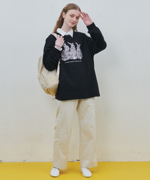 MERLOT（メルロー）の「うさぎプリントロンT（Tシャツ/カットソー・レディース・ホワイト/ブラック・FREE）」の19枚目の写真