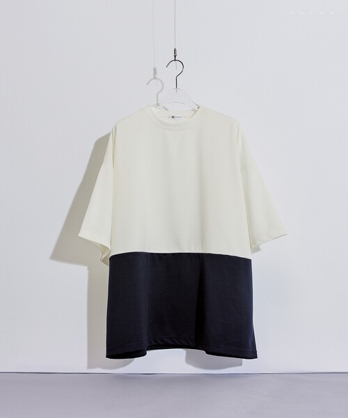 tk.TAKEO KIKUCHI（ティーケータケオキクチ）の「◆スクエアビッグポンチTシャツ（Tシャツ/カットソー・メンズ・ベージュ系4/ダークグリーン系4/ホワイト系5/ブラック系4・01/02/03）」の2枚目の写真