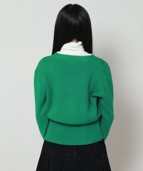 ALAND（エーランド）の「AVANDRESS／バルーンリブカーディガン 2180095（カーディガン/ボレロ・レディース・グリーン/チャコール・MEDIUM）」の19枚目の写真