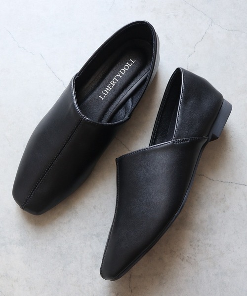 LibertyDoll（リバティードール）の「スクエアトゥストレッチバブーシュ（スリッポン・レディース・アイボリー/ブラック/ダークブラウン/シルバー・S/L/M/LL/SS/3L）」の9枚目の写真