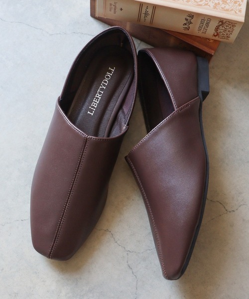 LibertyDoll（リバティードール）の「スクエアトゥストレッチバブーシュ（スリッポン・レディース・アイボリー/ブラック/ダークブラウン/シルバー・S/L/M/LL/SS/3L）」の10枚目の写真