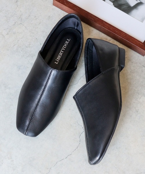 LibertyDoll（リバティードール）の「スクエアトゥストレッチバブーシュ（スリッポン・レディース・アイボリー/ブラック/ダークブラウン/シルバー・S/L/M/LL/SS/3L）」の12枚目の写真