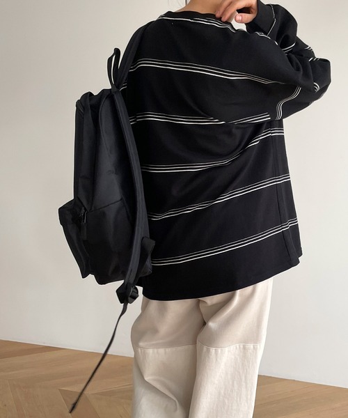 RCW BLUE LABEL（レッドチョップワークスブルーレーベル）の「RCW BLUE LABEL(ブルーレーベル) "Pier 45 and 46 Park"刺繍リンガーヴィンテージボーダーロングTシャツ（Tシャツ/カットソー・レディース・ブラック×ホワイト/ホワイト×グリーン・ONE SIZE）」の8枚目の写真