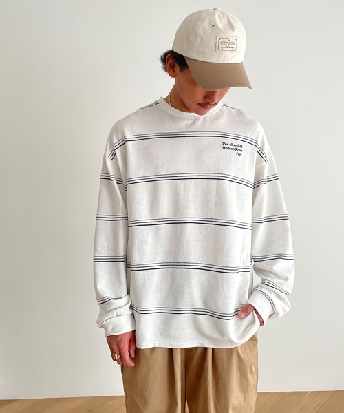 RCW BLUE LABEL（レッドチョップワークスブルーレーベル）の「RCW BLUE LABEL(ブルーレーベル) "Pier 45 and 46 Park"刺繍リンガーヴィンテージボーダーロングTシャツ（Tシャツ/カットソー・レディース・ブラック×ホワイト/ホワイト×グリーン・ONE SIZE）」の17枚目の写真