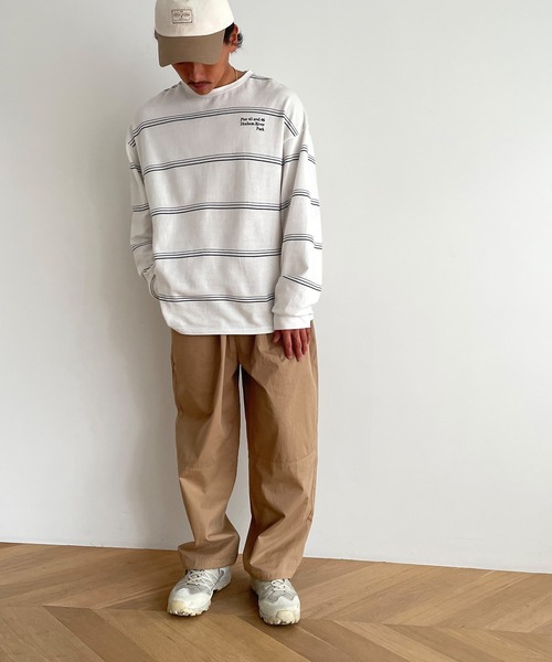 RCW BLUE LABEL（レッドチョップワークスブルーレーベル）の「RCW BLUE LABEL(ブルーレーベル) "Pier 45 and 46 Park"刺繍リンガーヴィンテージボーダーロングTシャツ（Tシャツ/カットソー・レディース・ブラック×ホワイト/ホワイト×グリーン・ONE SIZE）」の18枚目の写真