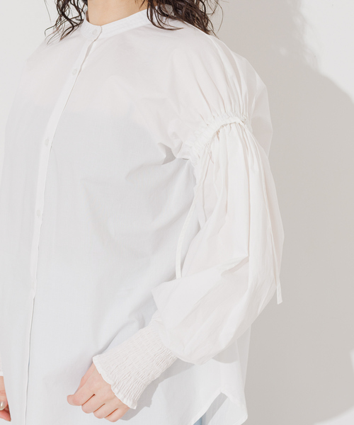 NOMINE（ノミネ）の「ドロストシャーリングシャツ（シャツ/ブラウス・レディース・ホワイト/サックスブルー/グリーン/ダークネイビー/ブルー系その他2/ブラック/ブルー系その他・フリー）」の18枚目の写真