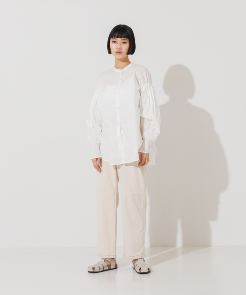 NOMINE（ノミネ）の「ドロストシャーリングシャツ（シャツ/ブラウス・レディース・ホワイト/サックスブルー/グリーン/ダークネイビー/ブルー系その他2/ブラック/ブルー系その他・フリー）」の13枚目の写真