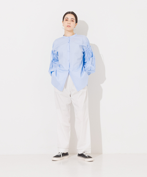 NOMINE（ノミネ）の「ドロストシャーリングシャツ（シャツ/ブラウス・レディース・ホワイト/サックスブルー/グリーン/ダークネイビー/ブルー系その他2/ブラック/ブルー系その他・フリー）」の19枚目の写真