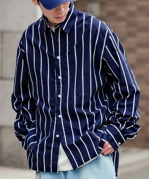 improves(インプローブス)の「ストライプ レギュラーカラー シャツ(シャツ/ブラウス・メンズ・ネイビー/ホワイト/グレー・LARGE/MEDIUM)」の3枚目の写真