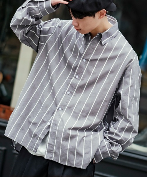 improves(インプローブス)の「ストライプ レギュラーカラー シャツ(シャツ/ブラウス・メンズ・ネイビー/ホワイト/グレー・LARGE/MEDIUM)」の2枚目の写真