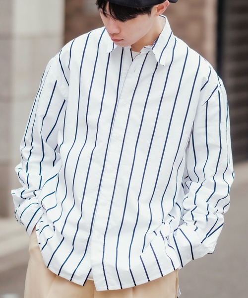 improves(インプローブス)の「ストライプ レギュラーカラー シャツ(シャツ/ブラウス・メンズ・ネイビー/ホワイト/グレー・LARGE/MEDIUM)」の1枚目の写真