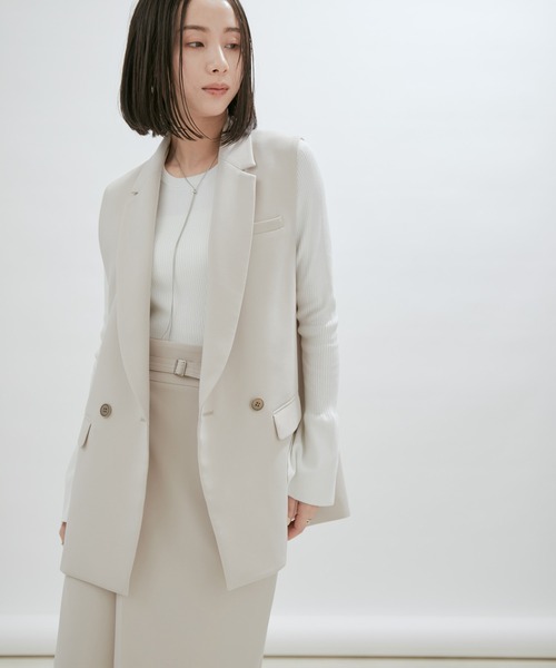 SALON adam et rope'（サロン アダム エ ロペ）の「【手洗い可能】ベルスリーブリブクルーネックプルオーバー（ニット/セーター・レディース・ブルー系その他4/ホワイト/グレー・FREE）」の4枚目の写真