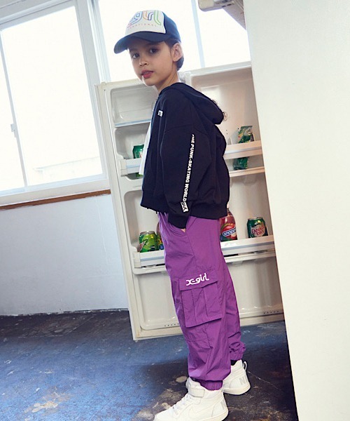 X-girl Stages（エックスガールステージス）の「カーゴロングパンツ（その他パンツ・キッズ・アイボリー/ブラック/ラベンダー・130cm/110cm/140cm/100cm/120cm）」の3枚目の写真