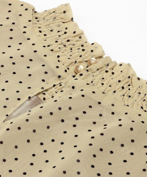 TOKYO SHIRTS（トウキョウシャツ）の「ドット柄スタンドネック長袖ブラウス（シャツ/ブラウス・レディース・ライトグリーン/ネイビー/ベージュ・M/L）」の20枚目の写真