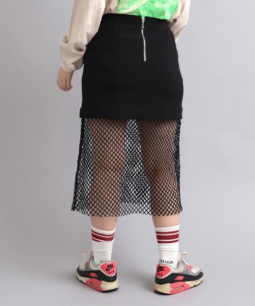 RNA（アールエヌエー）の「G1049 ＢＩＧメッシュコンビスカート（スカート・レディース・ブラック/シャーベット/グリーン・MEDIUM）」の12枚目の写真