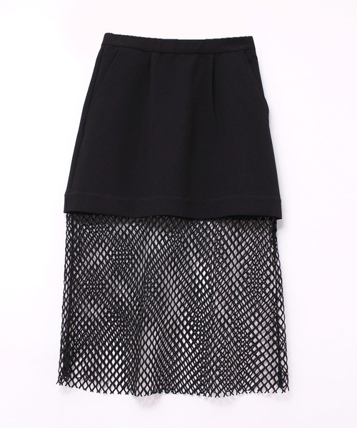RNA（アールエヌエー）の「G1049 ＢＩＧメッシュコンビスカート（スカート・レディース・ブラック/シャーベット/グリーン・MEDIUM）」の8枚目の写真