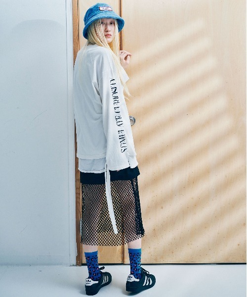 RNA（アールエヌエー）の「G1049 ＢＩＧメッシュコンビスカート（スカート・レディース・ブラック/シャーベット/グリーン・MEDIUM）」の22枚目の写真