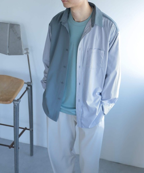 SENSE OF PLACE by URBAN RESEARCH(センスオブプレイスバイアーバンリサーチ)の「ストライプブロックドシャツ(シャツ/ブラウス・メンズ・その他2/その他1・MEDIUM/LARGE)」の1枚目の写真