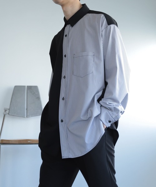 SENSE OF PLACE by URBAN RESEARCH(センスオブプレイスバイアーバンリサーチ)の「ストライプブロックドシャツ(シャツ/ブラウス・メンズ・その他2/その他1・MEDIUM/LARGE)」の5枚目の写真