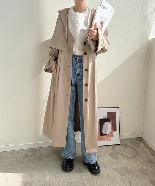 Futier land（フューティアランド）の「マルチwayトレンチコート（トレンチコート・レディース・グレイッシュベージュ/アイボリー/ネイビー・MEDIUM）」の5枚目の写真