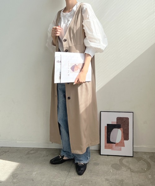 Futier land（フューティアランド）の「マルチwayトレンチコート（トレンチコート・レディース・グレイッシュベージュ/アイボリー/ネイビー・MEDIUM）」の10枚目の写真