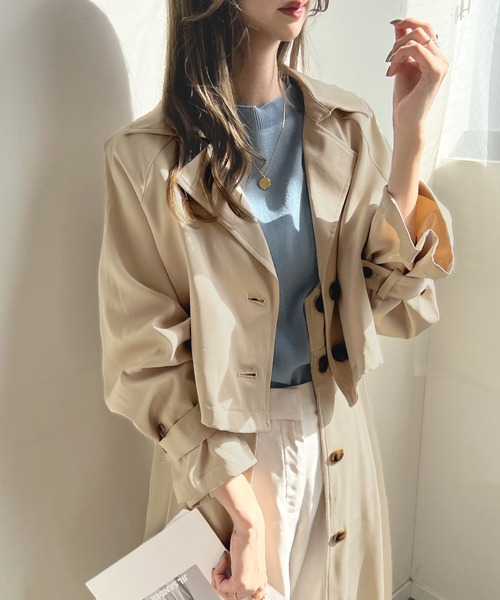 Futier land（フューティアランド）の「マルチwayトレンチコート（トレンチコート・レディース・グレイッシュベージュ/アイボリー/ネイビー・MEDIUM）」の15枚目の写真