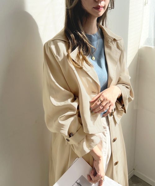 Futier land（フューティアランド）の「マルチwayトレンチコート（トレンチコート・レディース・グレイッシュベージュ/アイボリー/ネイビー・MEDIUM）」の17枚目の写真