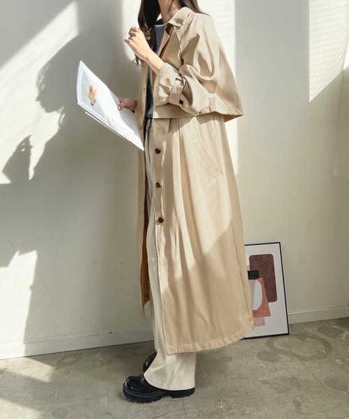 Futier land（フューティアランド）の「マルチwayトレンチコート（トレンチコート・レディース・グレイッシュベージュ/アイボリー/ネイビー・MEDIUM）」の21枚目の写真