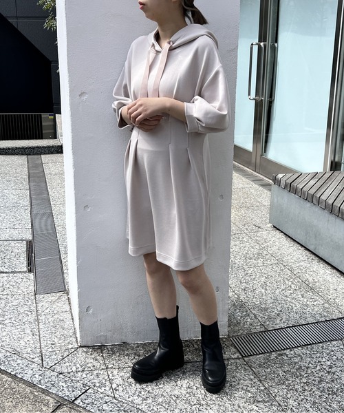 TWILL ツウィル　ボリュームスリーブAラインワンピース　ダンボール　タック quaranciel ワンピース シャツワンピース quaranciel:「洗濯機