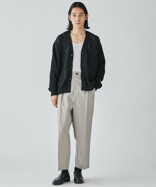 LiNoH（リノー）の「【LiNoH】SPARKLE MESH CARDIGAN/デザインメッシュカーディガン（カーディガン/ボレロ・メンズ・オフホワイト/ブラック・1/2）」の14枚目の写真