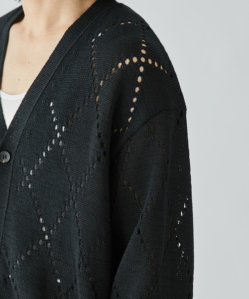 LiNoH（リノー）の「【LiNoH】SPARKLE MESH CARDIGAN/デザインメッシュカーディガン（カーディガン/ボレロ・メンズ・オフホワイト/ブラック・1/2）」の19枚目の写真