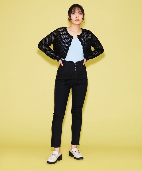 FOREVER 21（フォーエバー トゥエンティーワン）の「【VINTAGE】ショートメッシュカーディガン（カーディガン/ボレロ・レディース・ブラック/ホワイト・FREE）」の6枚目の写真