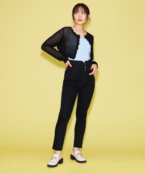 FOREVER 21（フォーエバー トゥエンティーワン）の「【VINTAGE】ショートメッシュカーディガン（カーディガン/ボレロ・レディース・ブラック/ホワイト・FREE）」の7枚目の写真