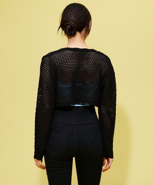 FOREVER 21（フォーエバー トゥエンティーワン）の「【VINTAGE】ショートメッシュカーディガン（カーディガン/ボレロ・レディース・ブラック/ホワイト・FREE）」の9枚目の写真