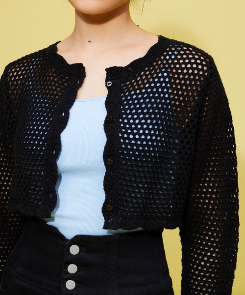 FOREVER 21（フォーエバー トゥエンティーワン）の「【VINTAGE】ショートメッシュカーディガン（カーディガン/ボレロ・レディース・ブラック/ホワイト・FREE）」の10枚目の写真