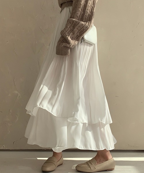 Girly Doll（ガーリードール）の「シフォンフレアロングスカート（スカート・レディース・ブラック/ホワイト・F）」の9枚目の写真