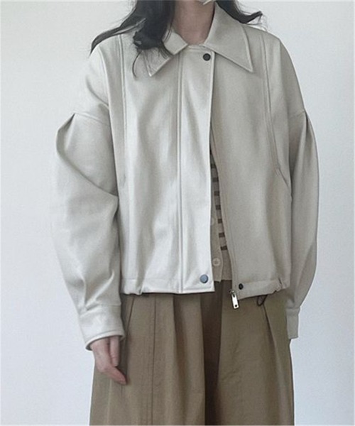 MAISON DE THERESE（メゾン ド テレーズ）の「フェイクレザージャケット ライダースジャケット（ライダースジャケット・レディース・ブラック/ブラウン/アイボリー・M/S/L）」の11枚目の写真