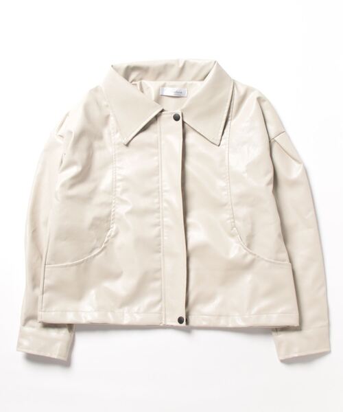 MAISON DE THERESE（メゾン ド テレーズ）の「フェイクレザージャケット ライダースジャケット（ライダースジャケット・レディース・ブラック/ブラウン/アイボリー・M/S/L）」の4枚目の写真