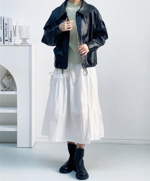 MAISON DE THERESE（メゾン ド テレーズ）の「フェイクレザージャケット ライダースジャケット（ライダースジャケット・レディース・ブラック/ブラウン/アイボリー・M/S/L）」の21枚目の写真