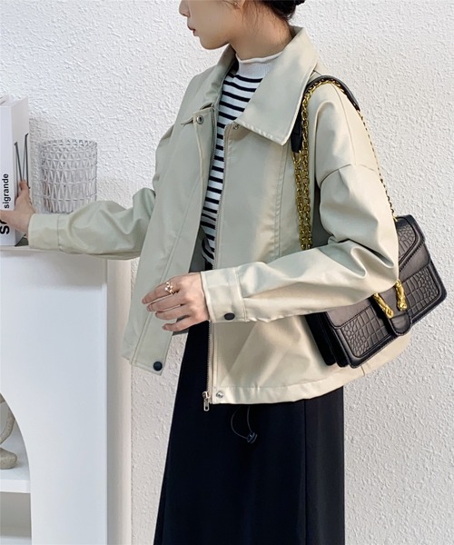 MAISON DE THERESE（メゾン ド テレーズ）の「フェイクレザージャケット ライダースジャケット（ライダースジャケット・レディース・ブラック/ブラウン/アイボリー・M/S/L）」の22枚目の写真