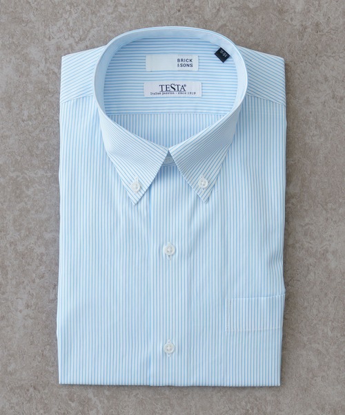 【セール】TESTA スマートドレスシャツ＜シアンストライプ＞（ビジネスシャツ）｜BRICK & SONS（ブリックアンドサンズ）