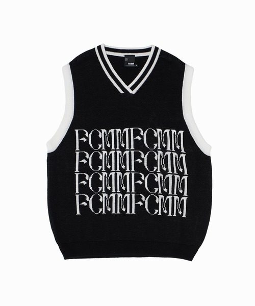 FCMM(エフシーエムエム)の「【日本限定アイテム】SHADOW LOGO KNIT VEST/シャドウロゴニットベスト(ベスト・メンズ・グレー/ダークブルー/ブラック・MEDIUM/LARGE)」の1枚目の写真