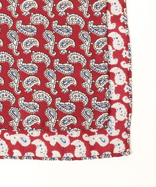 BEAMS PLUS（ビームスプラス）の「Pocket Chief Silk Hopsack Paisley Print（ハンカチ/ハンドタオル・メンズ・グリーン/レッド/ブルー・ONE SIZE）」の4枚目の写真