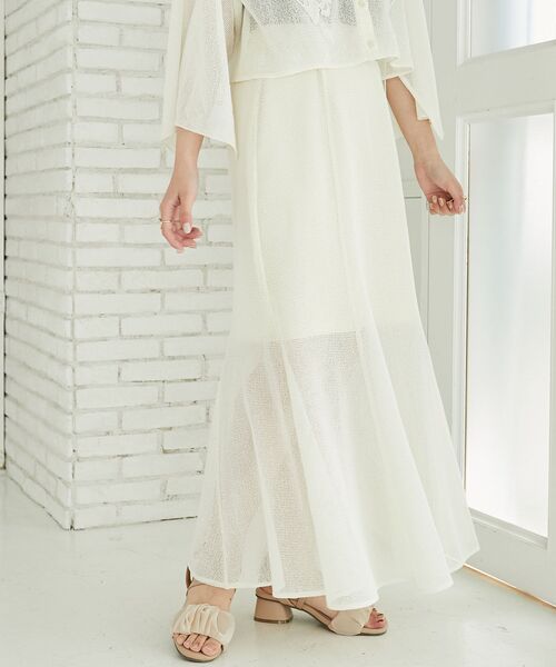 MAJESTIC LEGON(マジェスティックレゴン)の「メッシュフレアースカート(スカート・レディース・ブラック/アイボリー・MEDIUM)」の4枚目の写真