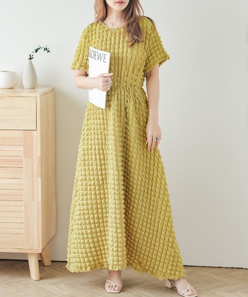 AMELY(エミリー)の「ジャガードワンピース(ワンピース・レディース・イエロー/オフホワイト/ブラック・C/F)」の3枚目の写真