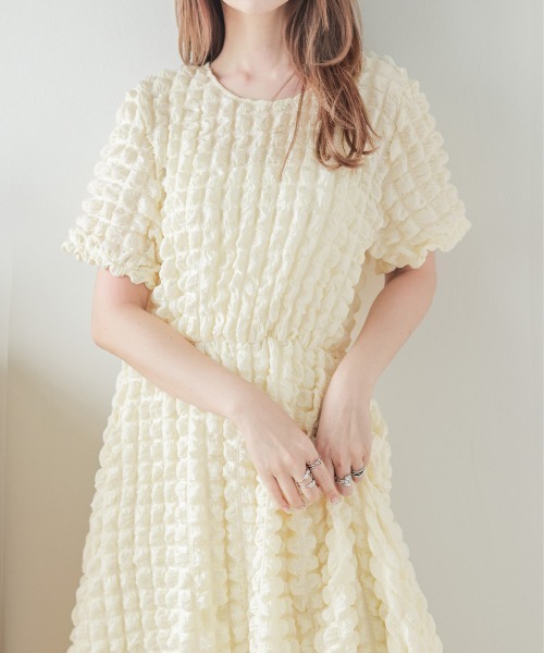 AMELY(エミリー)の「ジャガードワンピース(ワンピース・レディース・イエロー/オフホワイト/ブラック・C/F)」の11枚目の写真
