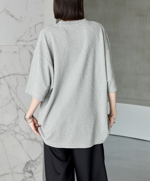 Alfred Alex（アルフレッドアレックス）の「【Alfred Alex】シャーリングクルーネックショートスリーブTシャツ/半袖カットソー（Tシャツ/カットソー・メンズ・ライトグレー/パープル/ブラック・M/L）」の21枚目の写真