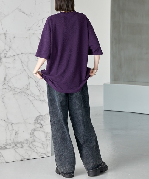 Alfred Alex（アルフレッドアレックス）の「【Alfred Alex】シャーリングクルーネックショートスリーブTシャツ/半袖カットソー（Tシャツ/カットソー・メンズ・ライトグレー/パープル/ブラック・M/L）」の11枚目の写真